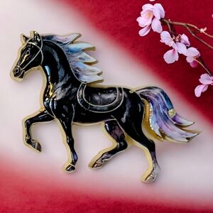 Black Horse Enamel Pin